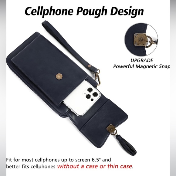 NWT Pearl Angeli Small Crossbody leather Phone Bag/ Women Wallet Cellphone pouch - Picture 8 of 10